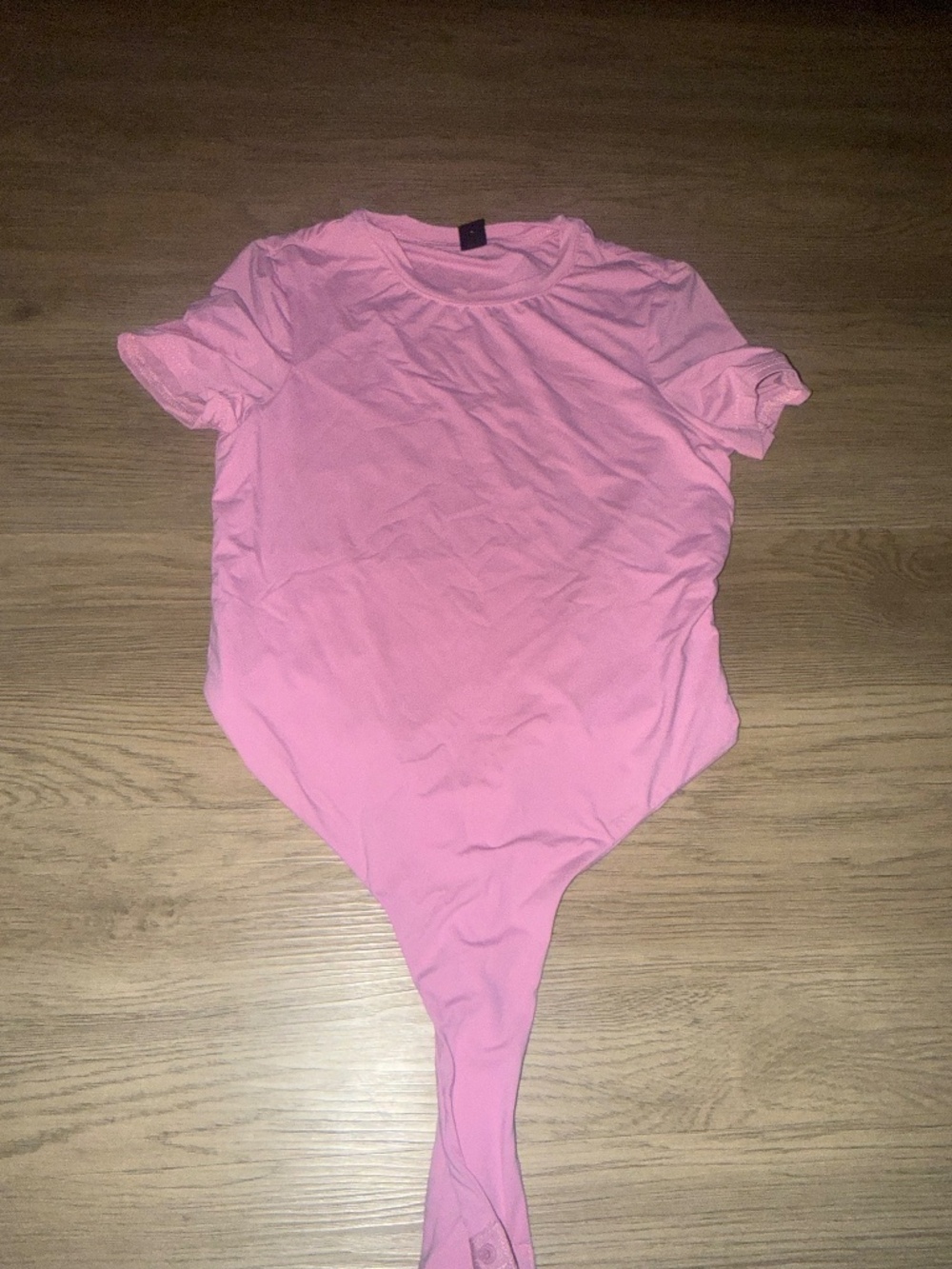 SHEIN Pink Puff Sleeve Bodysuit Size M US 6 Feminine Coquette Stretch Top